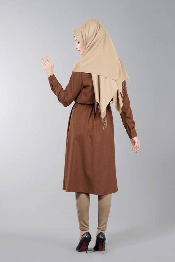 Vêtements hijab  T 4543 Mataş Pelerinli Bağcıklı Tunik - TRENDTESETTÜR