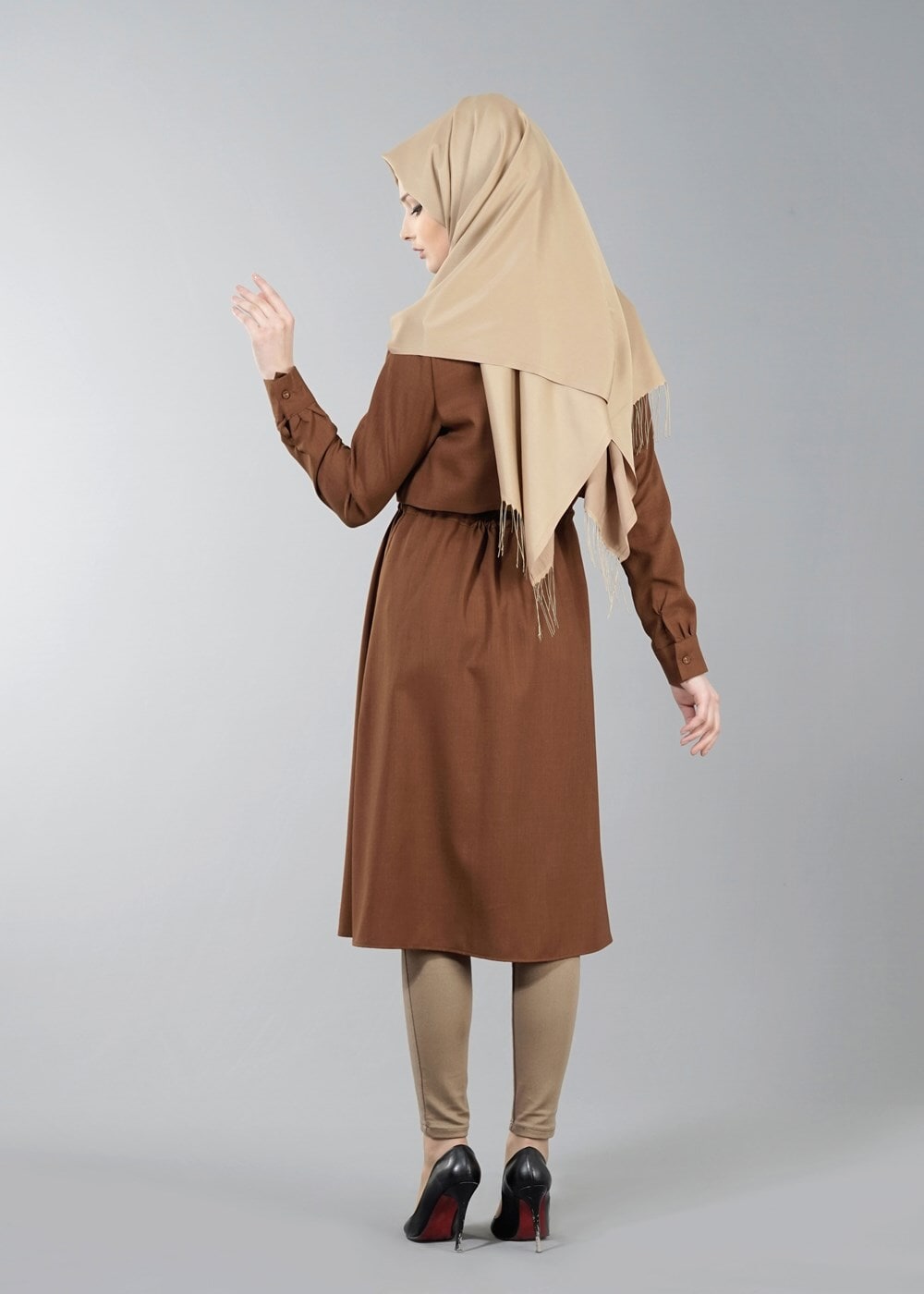 Vêtements hijab TABA T 4543 Mataş Pelerinli Bağcıklı Tunik