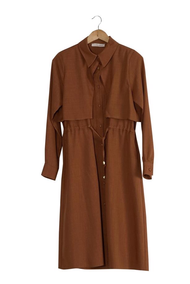 Vêtements hijab  T 4543 Mataş Pelerinli Bağcıklı Tunik - TRENDTESETTÜR