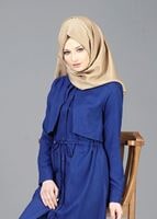 Vêtements hijab BLEU MARINE T 4543 Mataş Pelerinli Bağcıklı Tunik