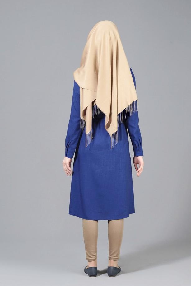 Vêtements hijab  T 4543 Mataş Pelerinli Bağcıklı Tunik - TRENDTESETTÜR