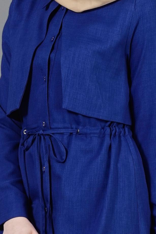 Vêtements hijab  T 4543 Mataş Pelerinli Bağcıklı Tunik - TRENDTESETTÜR