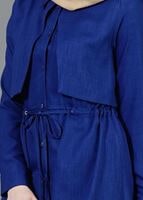 Vêtements hijab BLEU MARINE T 4543 Mataş Pelerinli Bağcıklı Tunik