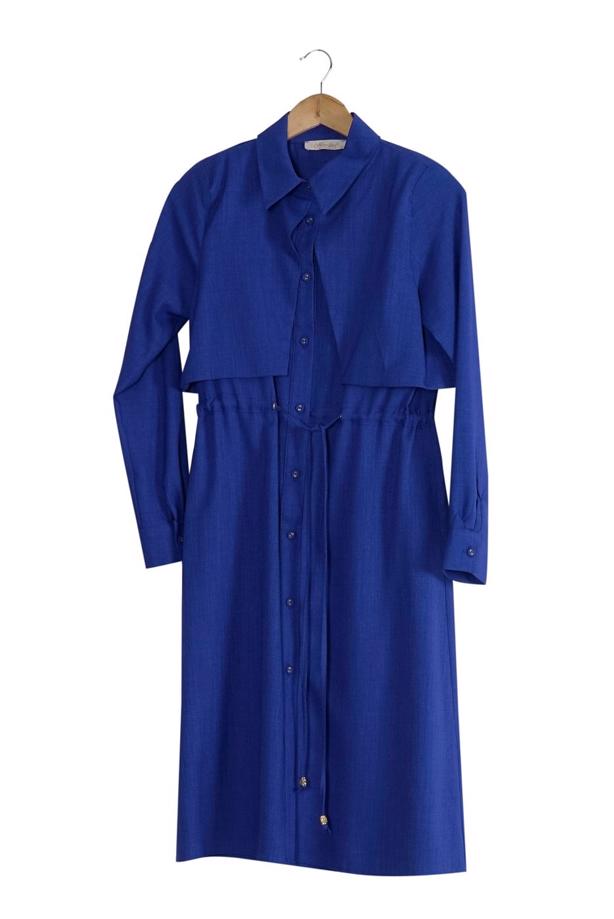 Vêtements hijab  T 4543 Mataş Pelerinli Bağcıklı Tunik - TRENDTESETTÜR