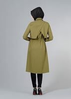 Vêtements hijab VERT T 4543 Mataş Pelerinli Bağcıklı Tunik