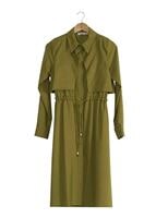 Vêtements hijab VERT T 4543 Mataş Pelerinli Bağcıklı Tunik