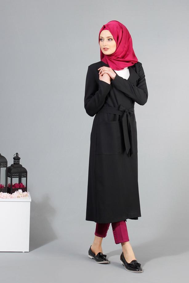 Vêtements hijab  T 4570 Mataş Torba Cepli Kuşaklı Trench - TRENDTESETTÜR