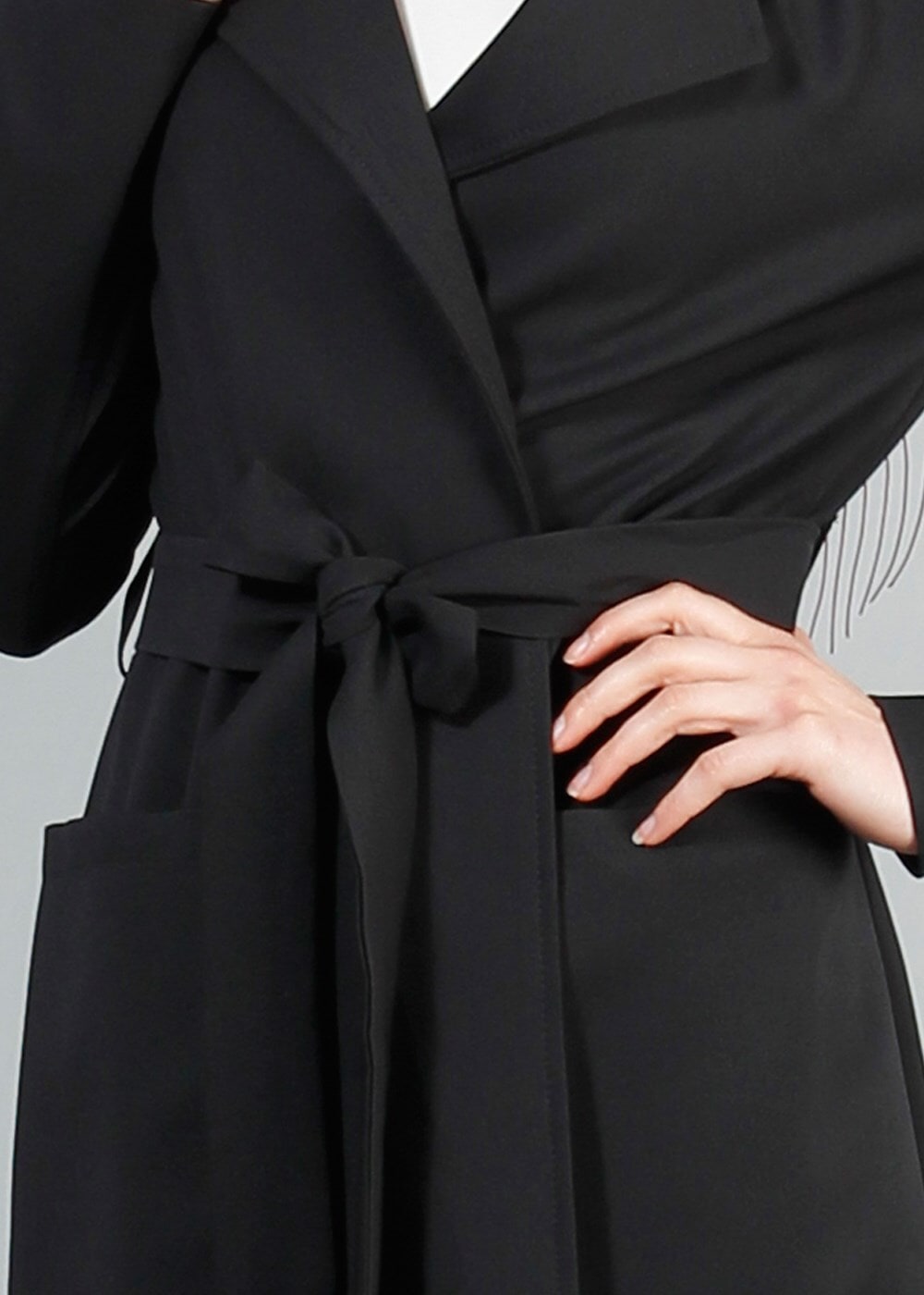 Vêtements hijab NOIR T 4570 Mataş Torba Cepli Kuşaklı Trench