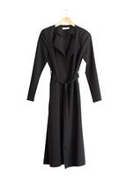 Vêtements hijab NOIR T 4570 Mataş Torba Cepli Kuşaklı Trench