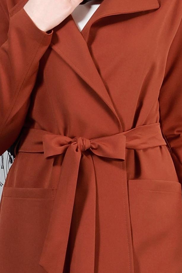 Vêtements hijab  T 4570 Mataş Torba Cepli Kuşaklı Trench - TRENDTESETTÜR