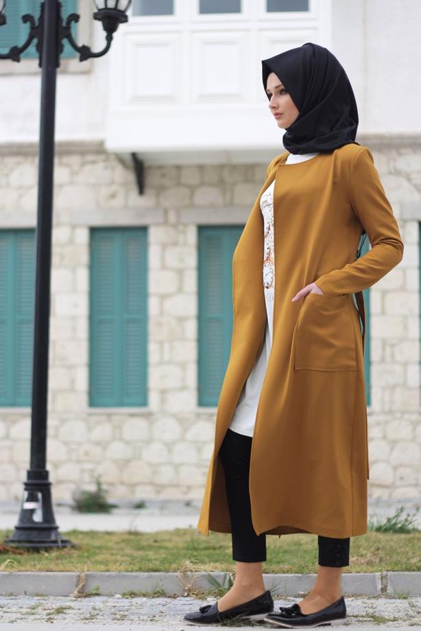 Vêtements hijab  T 4570 Mataş Torba Cepli Kuşaklı Trench - TRENDTESETTÜR