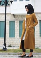 Vêtements hijab JAUNE T 4570 Mataş Torba Cepli Kuşaklı Trench