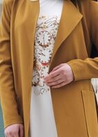 Vêtements hijab JAUNE T 4570 Mataş Torba Cepli Kuşaklı Trench