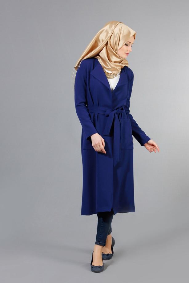 Vêtements hijab  T 4570 Mataş Torba Cepli Kuşaklı Trench - TRENDTESETTÜR