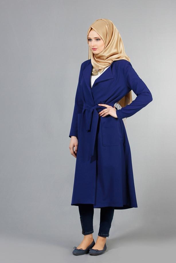 Vêtements hijab  T 4570 Mataş Torba Cepli Kuşaklı Trench - TRENDTESETTÜR