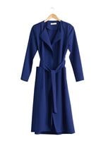 Vêtements hijab BLEU MARINE T 4570 Mataş Torba Cepli Kuşaklı Trench