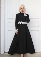 Hijab clothing BLACK T 4578 Mataş Dantelli Yuvarlak Yaka Abiye Elbise