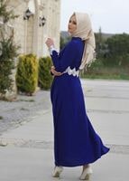 Vêtements hijab BLEU MARINE T 4578 Mataş Dantelli Yuvarlak Yaka Abiye Elbise
