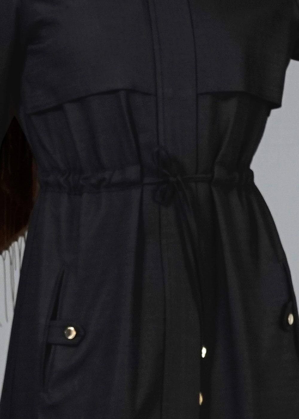 Hijab clothing BLACK T 4586 Mataş Pelerinli Trench