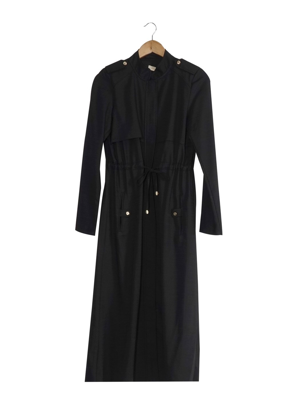 Hijab clothing BLACK T 4586 Mataş Pelerinli Trench