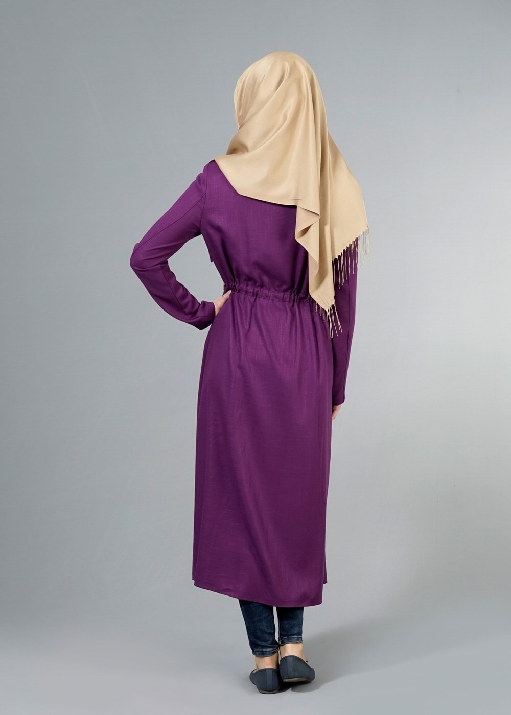 Vêtements hijab POURPRE T 4586 Mataş Pelerinli Trench