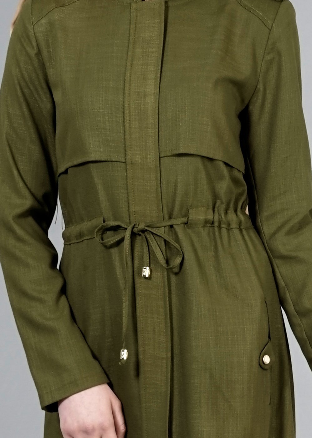 Vêtements hijab KAKI T 4586 Mataş Pelerinli Trench