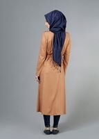 Hijab clothing BROWN T 4586 Mataş Pelerinli Trench