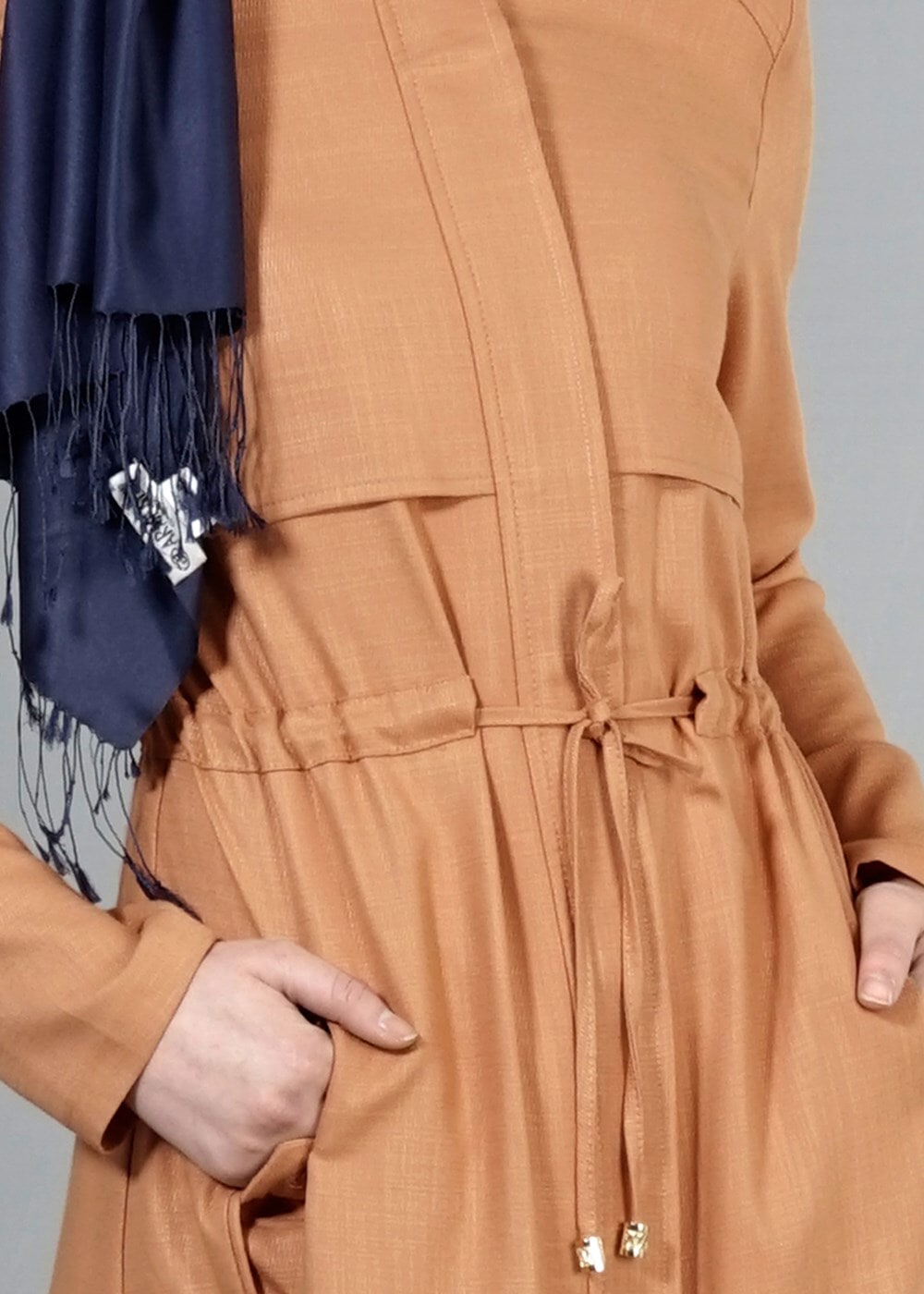 Hijab clothing BROWN T 4586 Mataş Pelerinli Trench