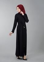 Vêtements hijab NOIR T 4591 Mataş Kapşonlu Fermuarlı Ferace