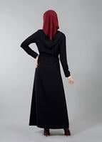 Vêtements hijab NOIR T 4591 Mataş Kapşonlu Fermuarlı Ferace