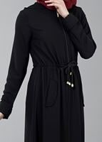 Vêtements hijab NOIR T 4591 Mataş Kapşonlu Fermuarlı Ferace
