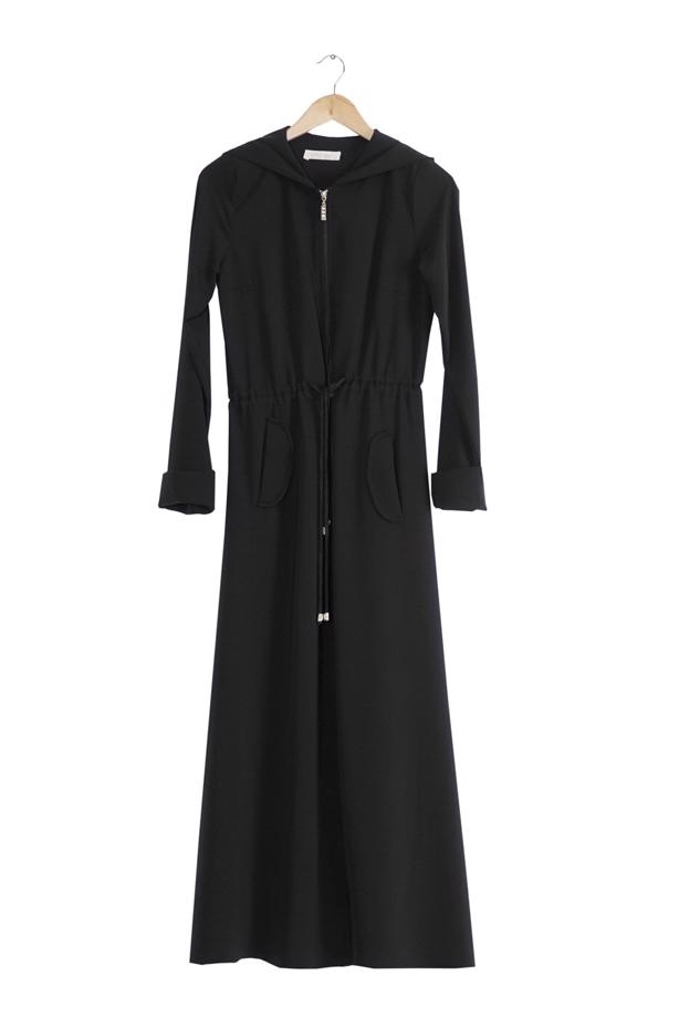 Vêtements hijab  T 4591 Mataş Kapşonlu Fermuarlı Ferace - TRENDTESETTÜR
