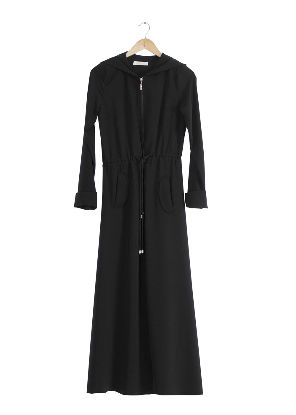 Vêtements hijab NOIR T 4591 Mataş Kapşonlu Fermuarlı Ferace