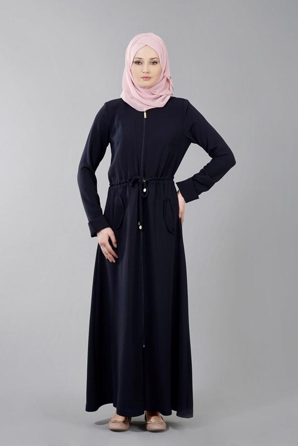 Vêtements hijab  T 4591 Mataş Kapşonlu Fermuarlı Ferace - TRENDTESETTÜR