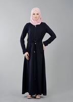 Hijab clothing NAVY BLUE T 4591 Mataş Kapşonlu Fermuarlı Ferace