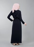 Hijab clothing NAVY BLUE T 4591 Mataş Kapşonlu Fermuarlı Ferace