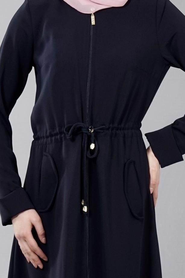 Vêtements hijab  T 4591 Mataş Kapşonlu Fermuarlı Ferace - TRENDTESETTÜR