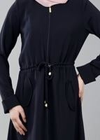 Vêtements hijab BLEU MARINE T 4591 Mataş Kapşonlu Fermuarlı Ferace