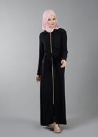 Vêtements hijab NOIR T 4597 Mataş  Erkek Yaka Fermuarlı Ferace