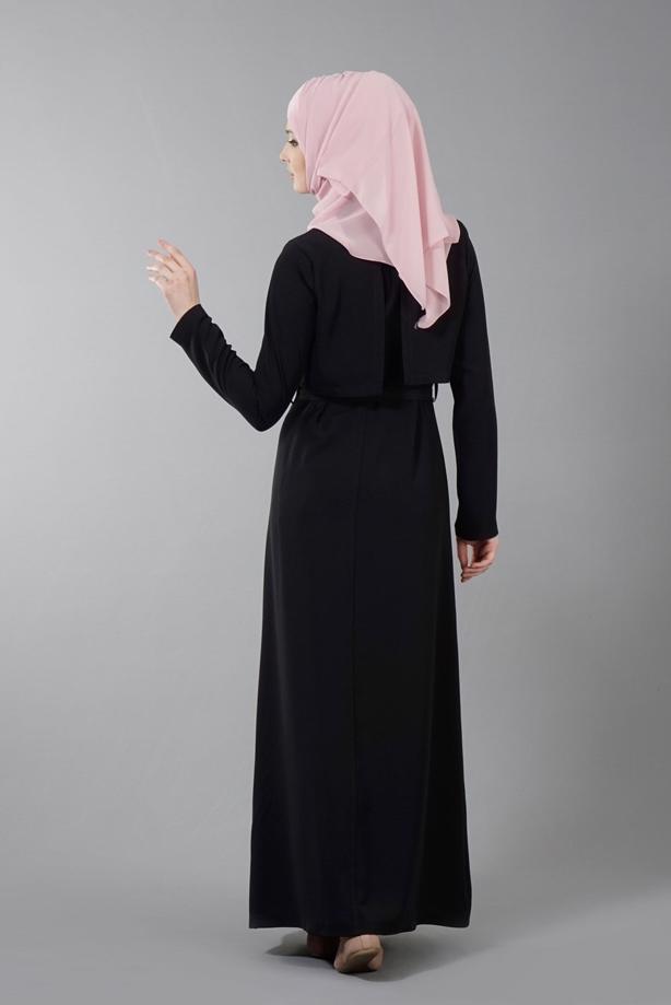 Vêtements hijab  T 4597 Mataş  Erkek Yaka Fermuarlı Ferace - TRENDTESETTÜR