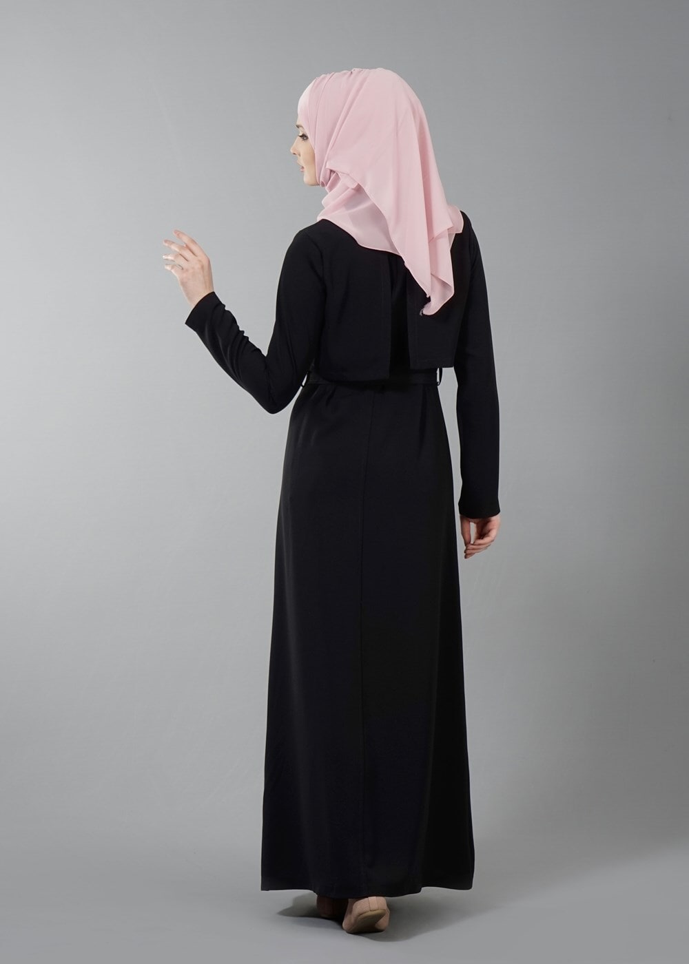 Vêtements hijab NOIR T 4597 Mataş  Erkek Yaka Fermuarlı Ferace