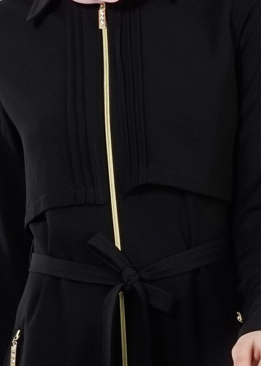 Vêtements hijab NOIR T 4597 Mataş  Erkek Yaka Fermuarlı Ferace