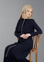 Vêtements hijab BLEU MARINE T 4597 Mataş  Erkek Yaka Fermuarlı Ferace
