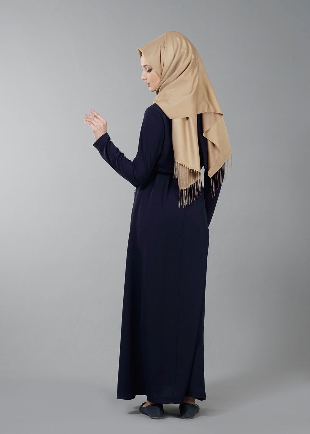 Vêtements hijab BLEU MARINE T 4597 Mataş  Erkek Yaka Fermuarlı Ferace