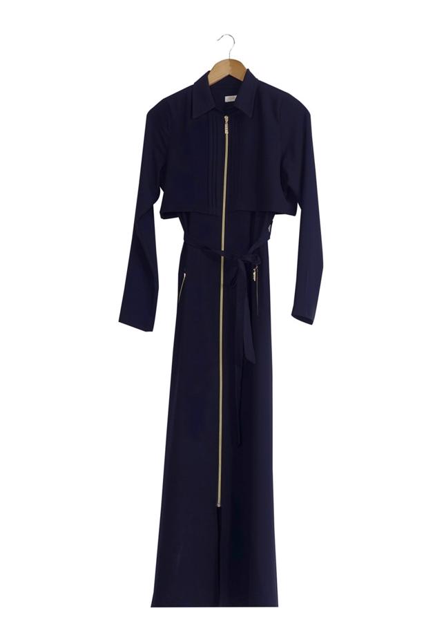 Vêtements hijab  T 4597 Mataş  Erkek Yaka Fermuarlı Ferace - TRENDTESETTÜR