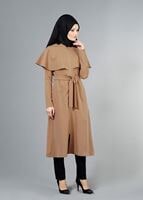 Vêtements hijab BEIGE T 4600 Mataş Pelerinli Hakim Yaka Trench