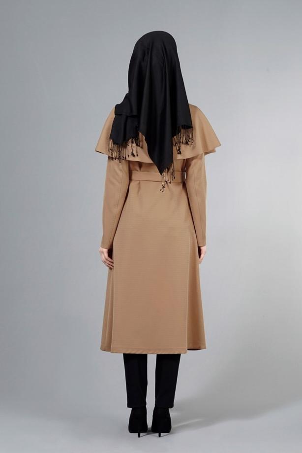 Vêtements hijab  T 4600 Mataş Pelerinli Hakim Yaka Trench - TRENDTESETTÜR