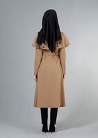 Vêtements hijab BEIGE T 4600 Mataş Pelerinli Hakim Yaka Trench