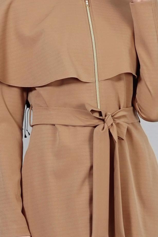 Vêtements hijab  T 4600 Mataş Pelerinli Hakim Yaka Trench - TRENDTESETTÜR