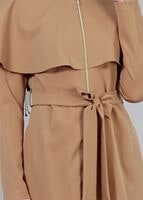Vêtements hijab BEIGE T 4600 Mataş Pelerinli Hakim Yaka Trench